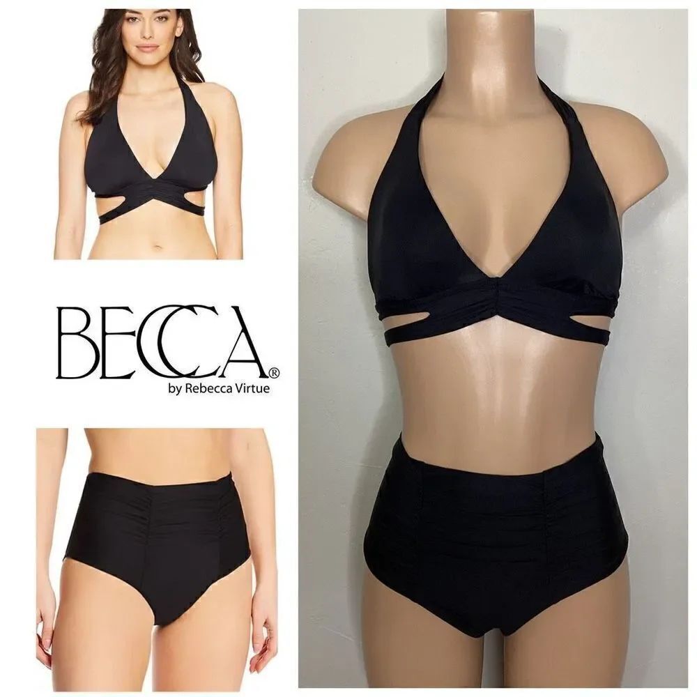 New. BECCA BLACK BIKINI SET. M-top/L-bottom Retails $149